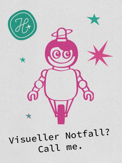Illustration eines Roboters mit Sirene auf dem Kopf